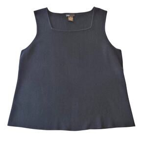 Grace Elements Black Ribbed Tank Top Size XL Square Neck Minimalist Layering